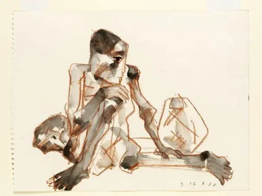 Seated Tribesman among Rocks, by Somnath Hore