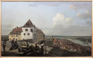 Sonnenstein fortress and Pirna from Hohes Werk, 1755