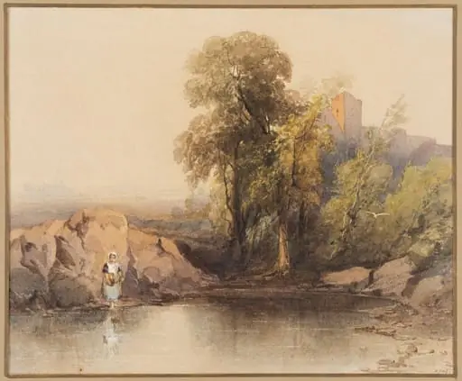 Pond and trees sunset, by Sophy Warren