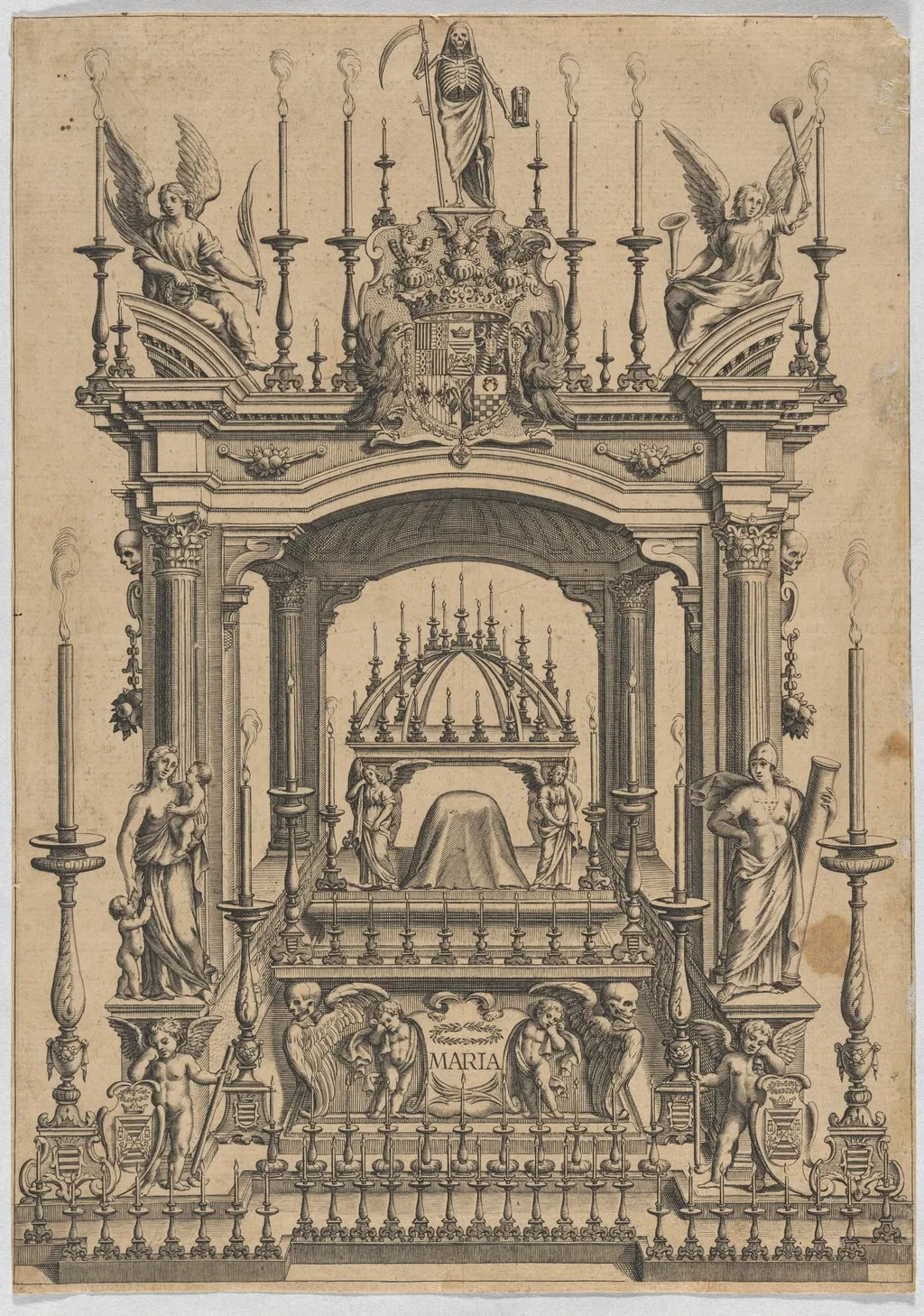 Catafalque for an Unknown Woman Named Maria, by Spanish 17th Century, ink, 1650