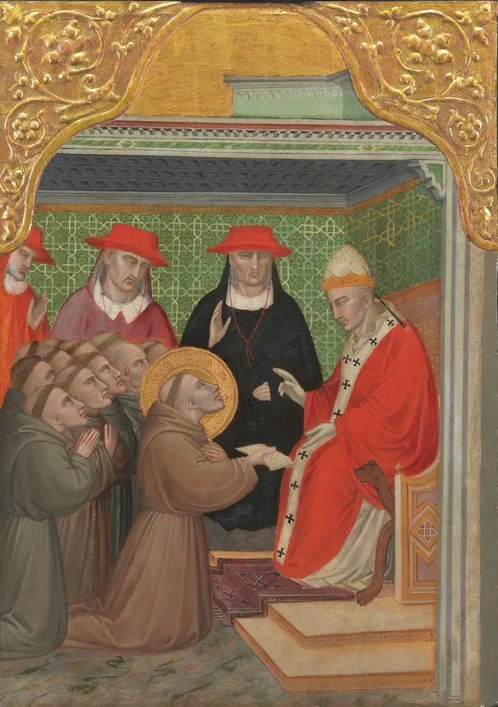 Saint Francis before the Pope (Confirmation of the Franciscan Rule), by Spinello Aretino