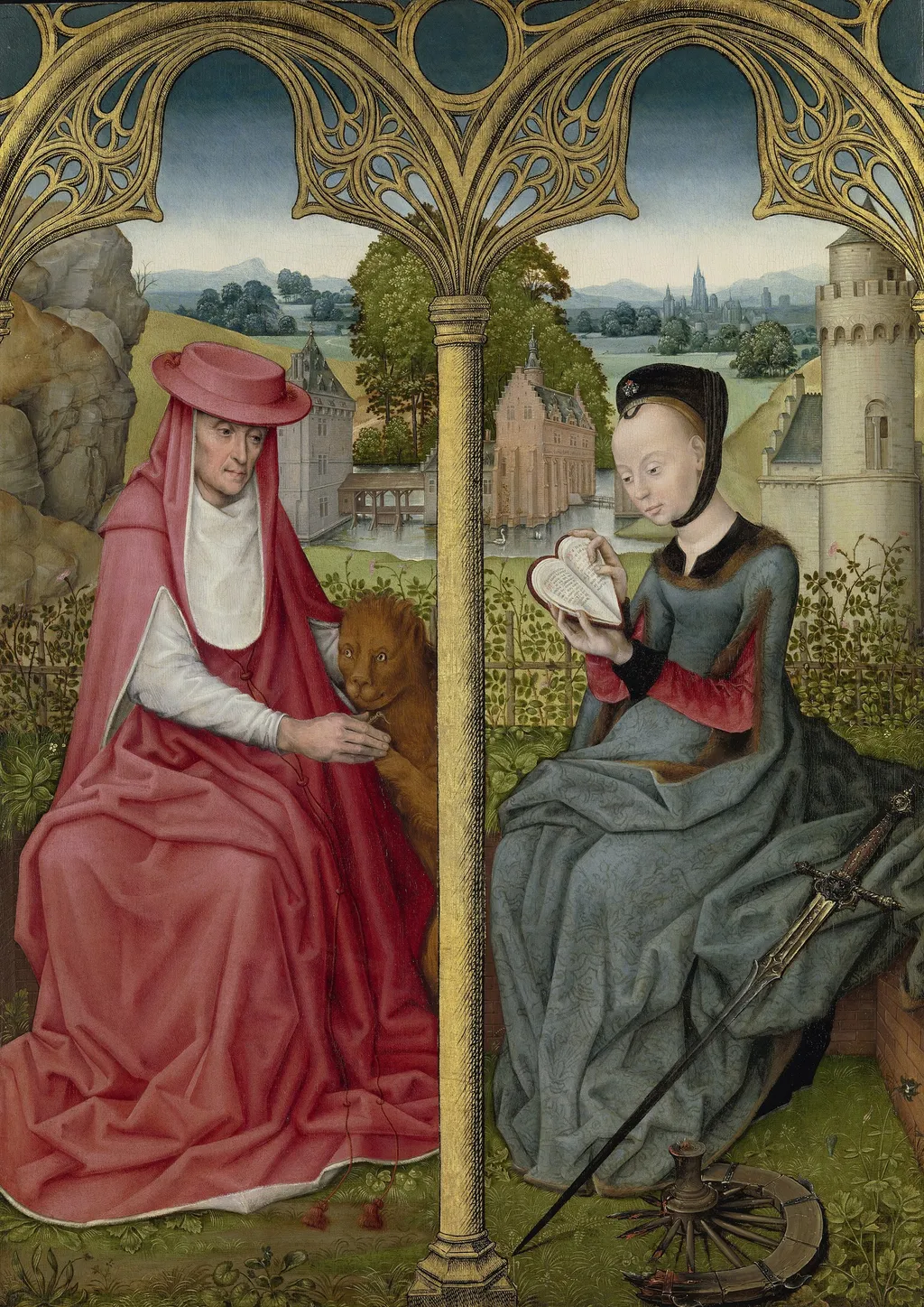 St Jerome and St Catherine of Alexandria, oil, 1493