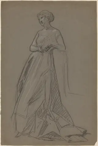 Standing Woman Leaning on Her Elbow