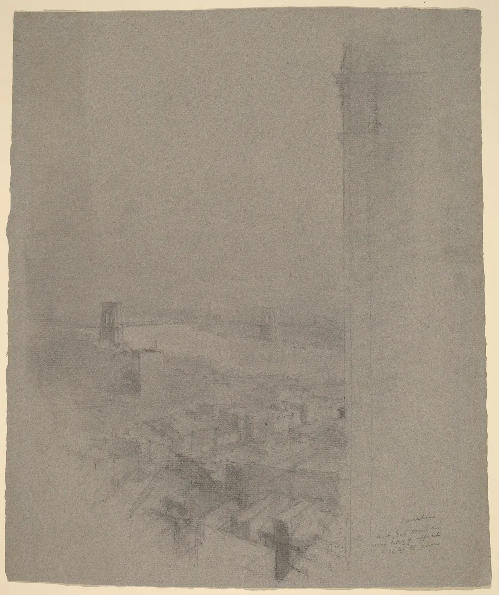 Manhattan Bridge, by Stanford White, graphite, 1880