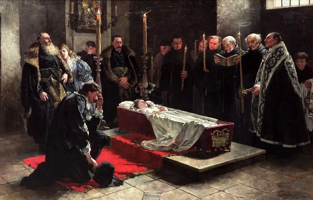 Stanisław Oświęcim at the body of Anna Oświęcimówna., by Stanisław Bergman