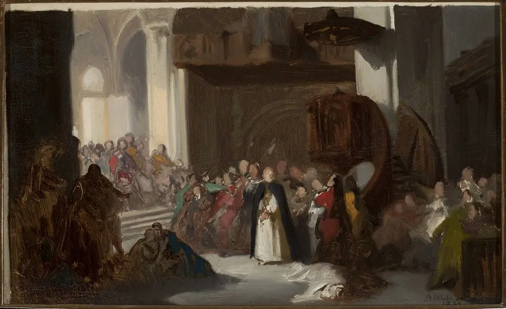 Scene in a church, sketch for a historical scene, by Stanisław Chlebowski
