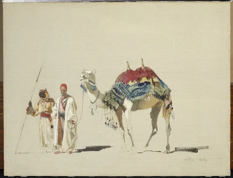 Sultan’s white camel, sketch, by Stanisław Chlebowski