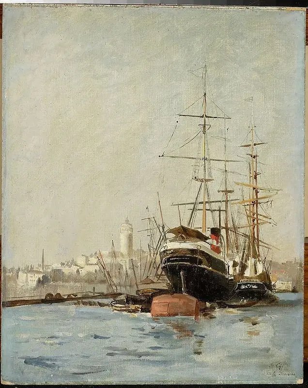 View of the seaport near Bursa, by Stanisław Chlebowski