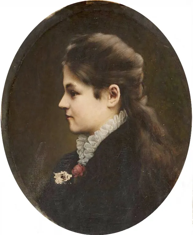 Portrait of a woman in profile, by Stanisław Heyman, oil, 1894