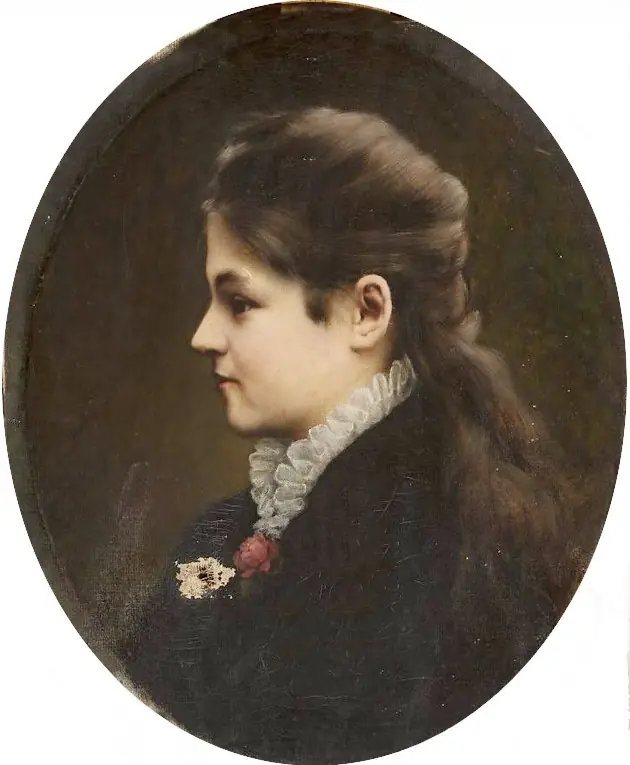 Portrait of a woman in profile, by Stanisław Heyman