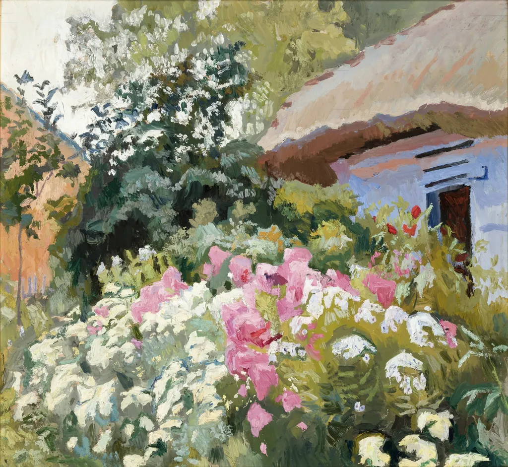 Flowers in Front of the Cottage, by Stanisław Kamocki, unspecified, 1905