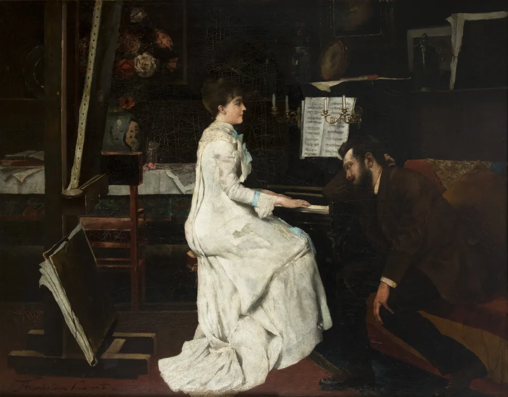 At the Piano, by Stanisław Lentz, oil, 1892