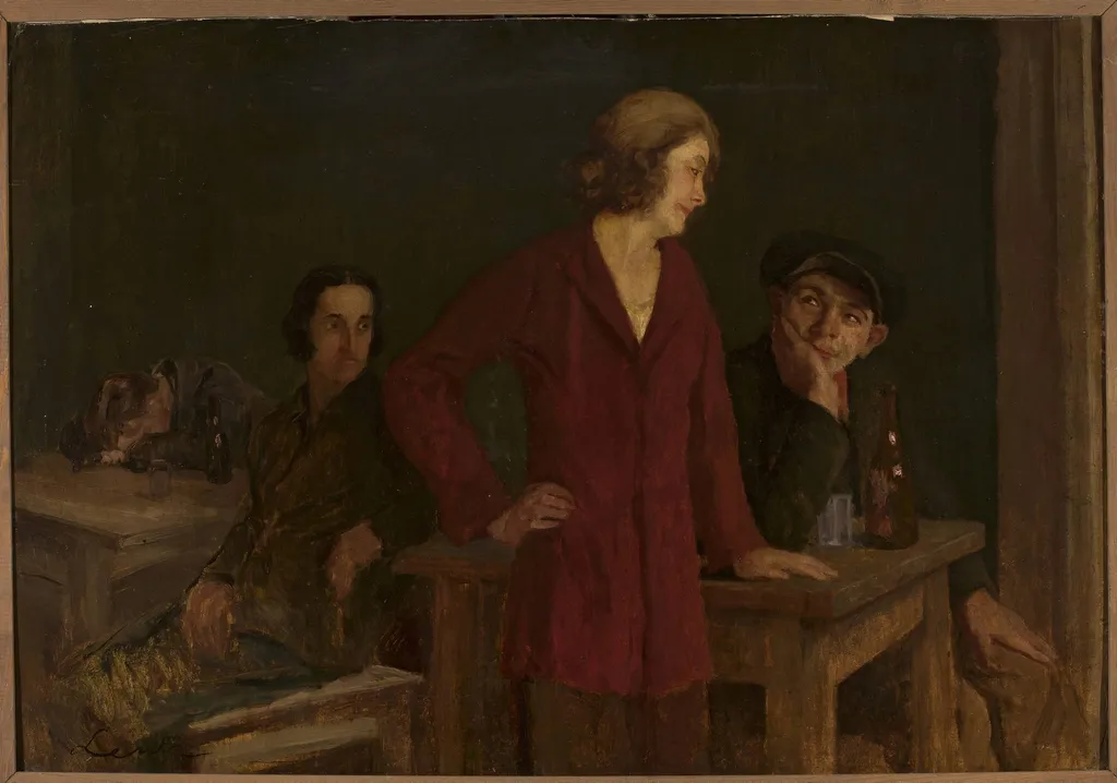 In a Tavern, by Stanisław Lentz, oil, 1900