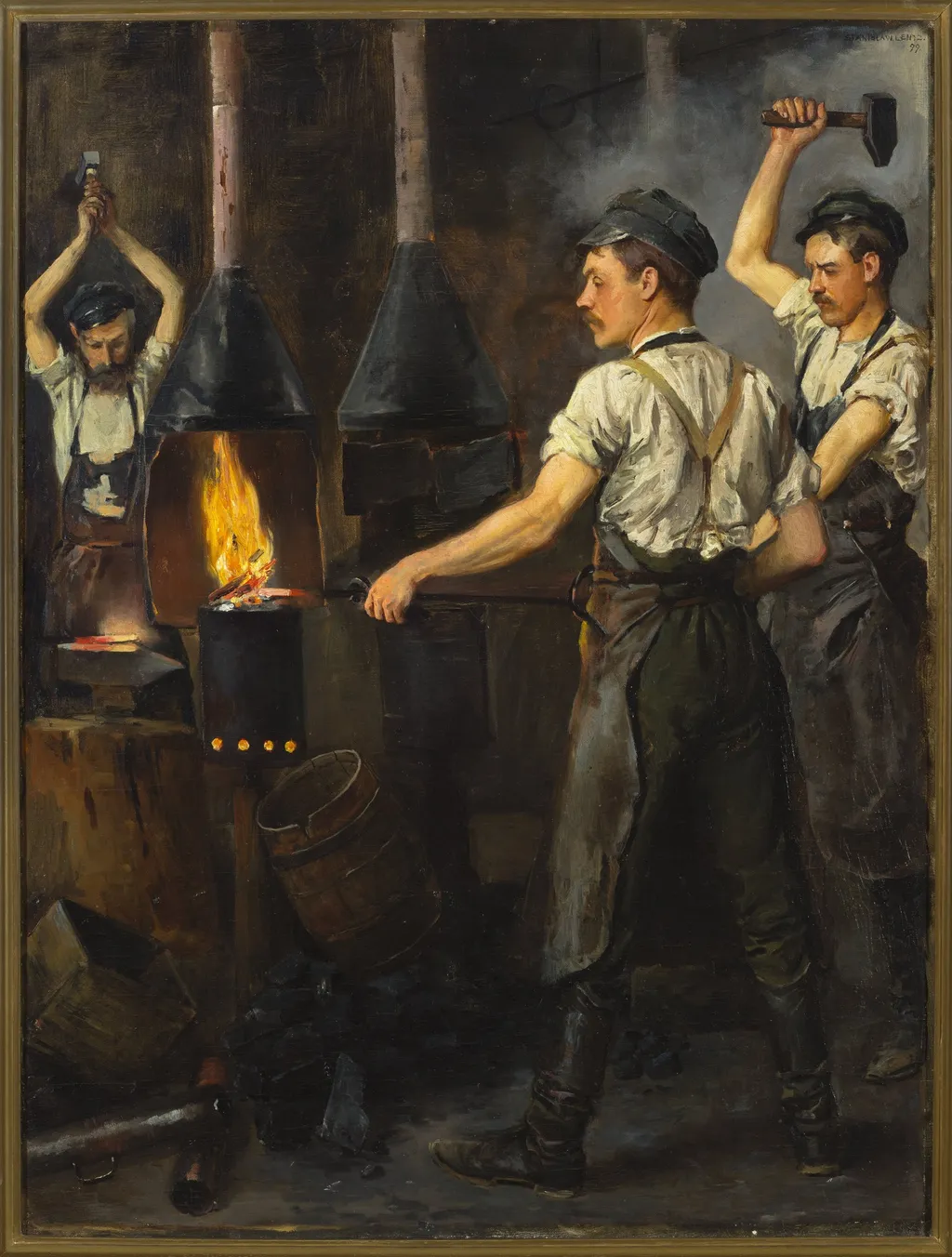 In the smithy, by Stanisław Lentz, oil, 1900