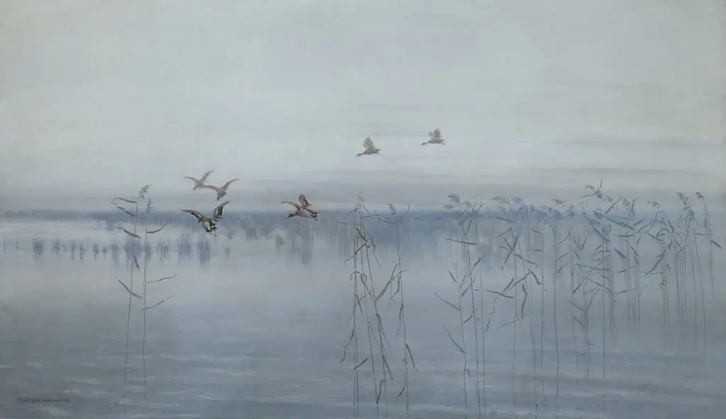Ducks over Swamps, by Stanisław Masłowski