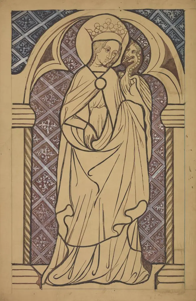 Saint Margaret. Artistic reconstruction of a stained-glass panel from the Dominican church in Kraków, by Stanisław Wyspiański