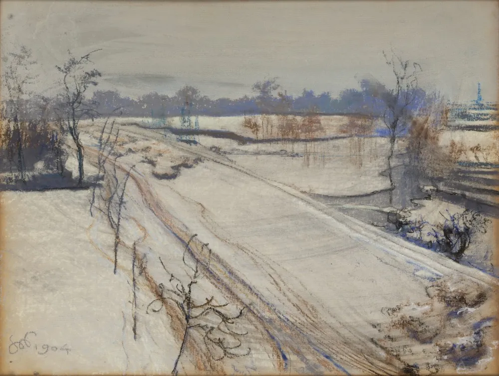 View of the Kościuszko Mound from the window in the artist's studio, gray day, by Stanisław Wyspiański, unspecified, 1904