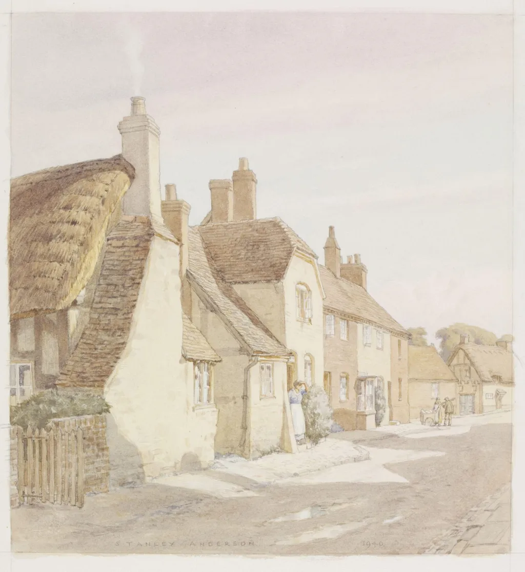 Old Cottages, Long Crendon, by Stanley Anderson, watercolor, 1940