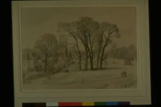 Long Melford Green on a Frosty Morning, Suffolk, by Stanley Roy Badmin