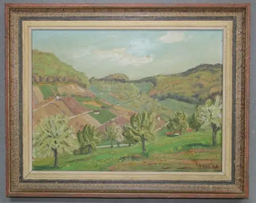 Staub - Malerei, Ölgemälde. Blick zum Rebberg beim Wartenberg, by Staub