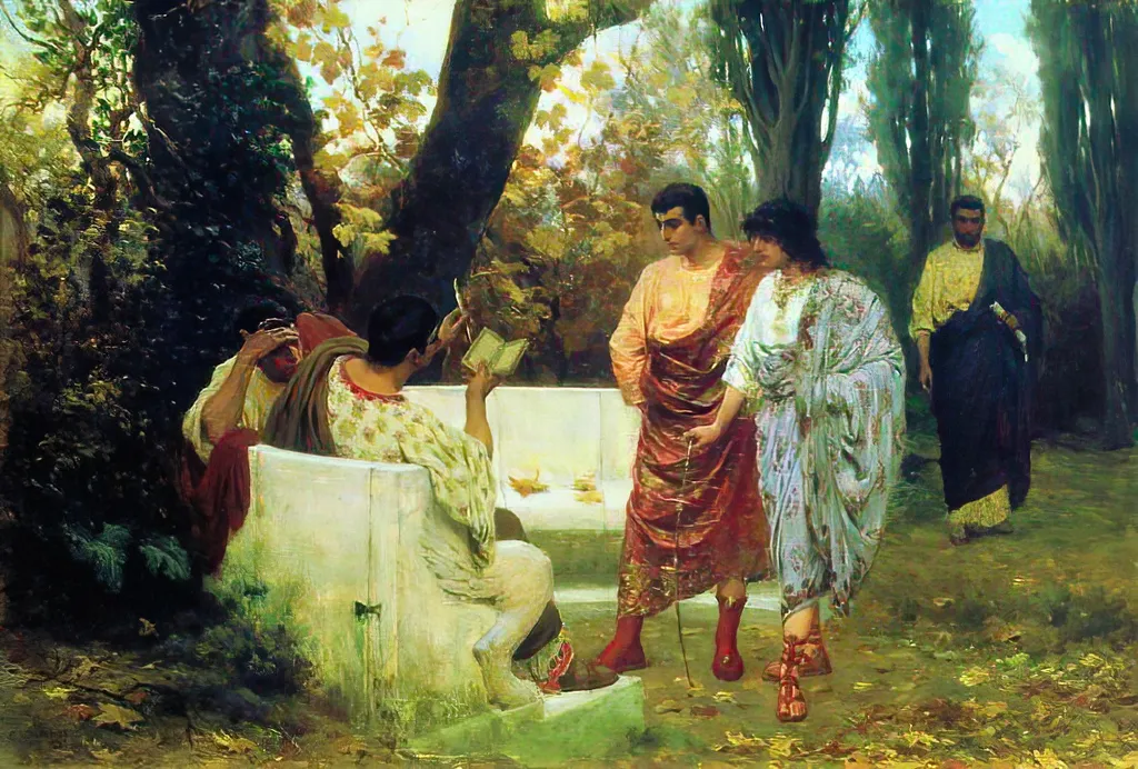 Roman poet Catullus reading to his friends., by Stefan Bakałowicz, unspecified, 1893