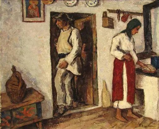 Interior țărănesc, by Ștefan Dimitrescu