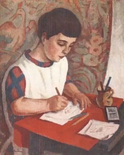 Margareta desenând (fata pictorului), by Ștefan Dimitrescu