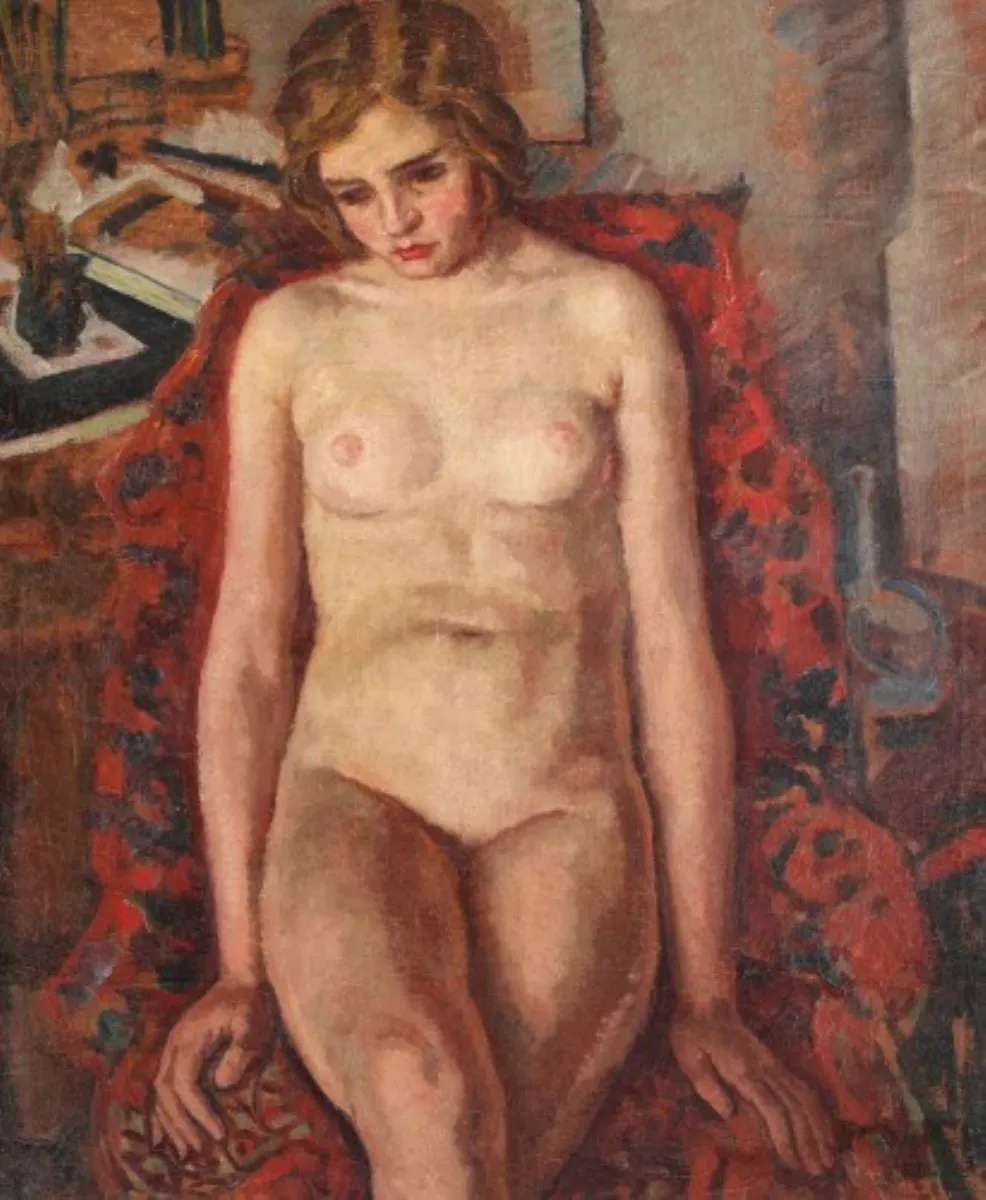Nud pe fotoliu, by Ștefan Dimitrescu, unspecified, 1919