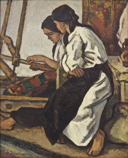 Țărănci țesând la război, by Ștefan Dimitrescu