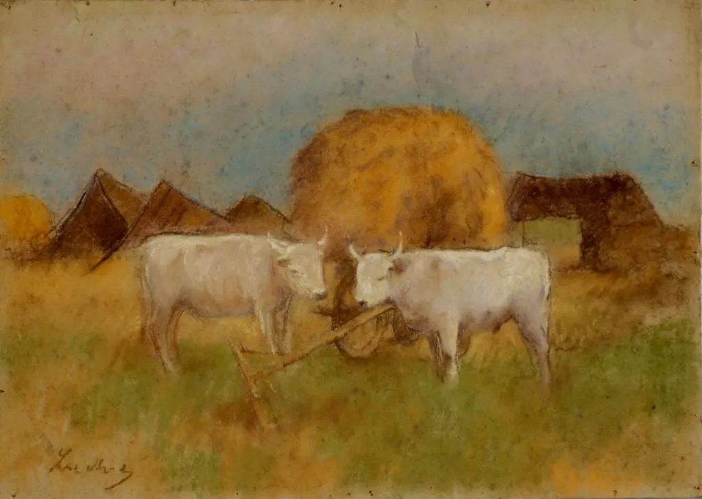 Car cu fân și doi boi dejugați, by Ștefan Luchian, unspecified