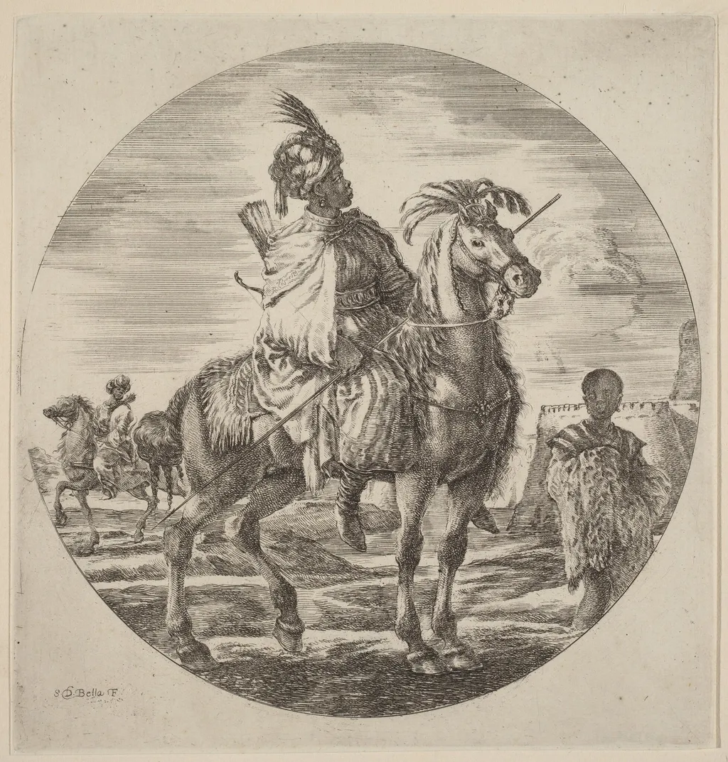 A Black Horseman, by Stefano Della Bella, ink, 1637