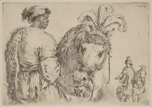 A Black Man Feeding a Horse, by Stefano Della Bella