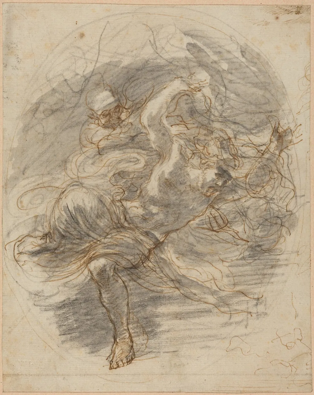 A Young Man Pursued by Death, by Stefano Della Bella, ink, 1637
