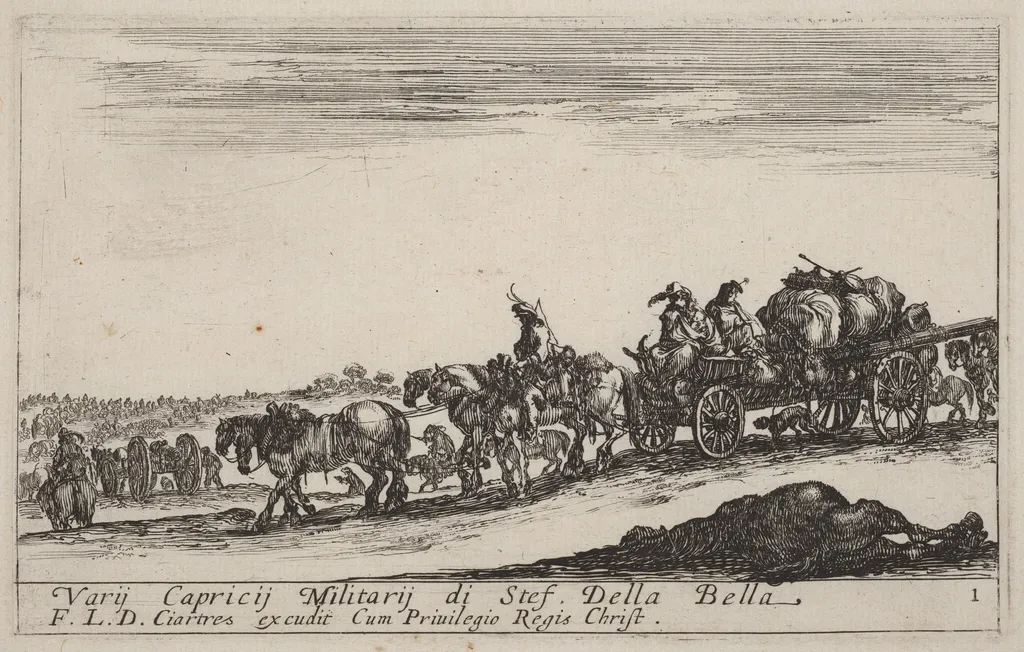 Baggage Train, by Stefano Della Bella, ink, 1641