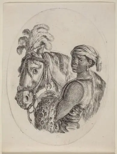 Black Groom with an Arabian Horse, by Stefano Della Bella
