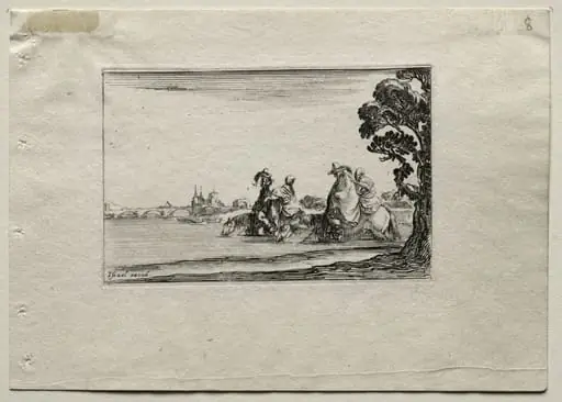 Caprices:  Cavaliers Watering their Horses in a River, by Stefano Della Bella