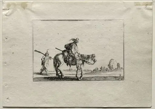 Caprices: Mounted Soldier and Foot Soldier, by Stefano Della Bella