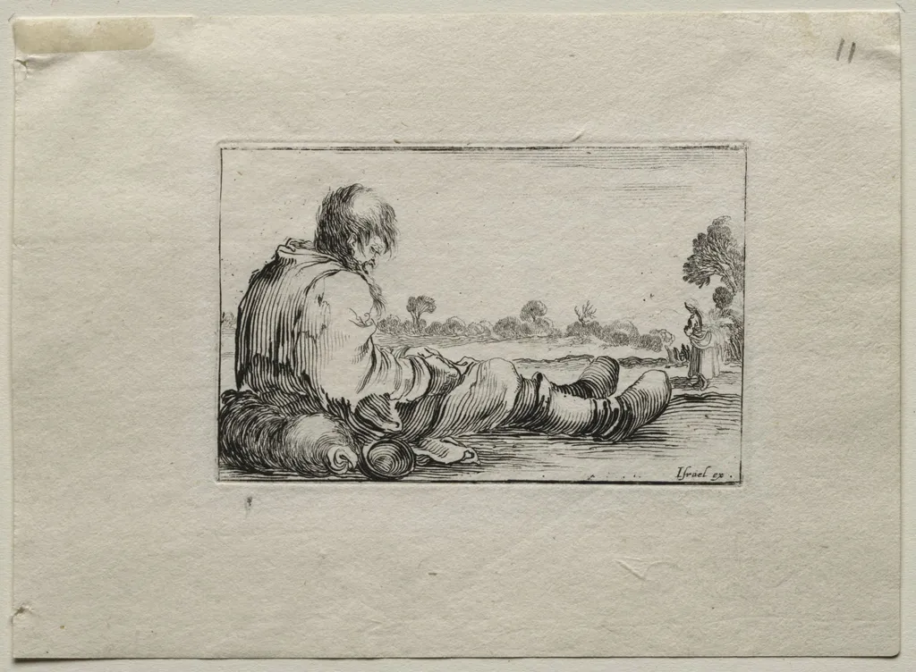 Caprices: Seated Beggar, by Stefano Della Bella, 1642