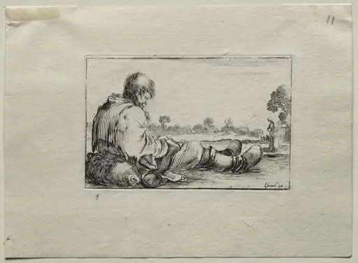 Caprices:  Seated Beggar, by Stefano Della Bella