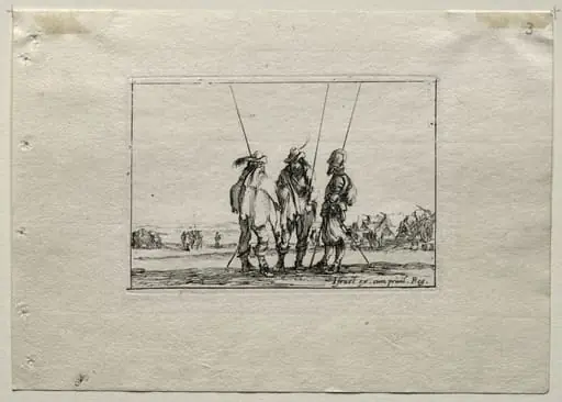 Caprices:  Three Standing Soldiers, by Stefano Della Bella
