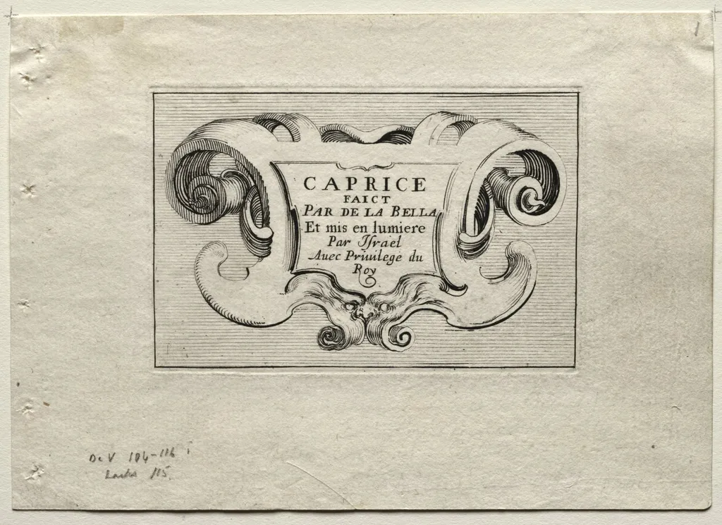 Caprices: Title Page, by Stefano Della Bella, 1642