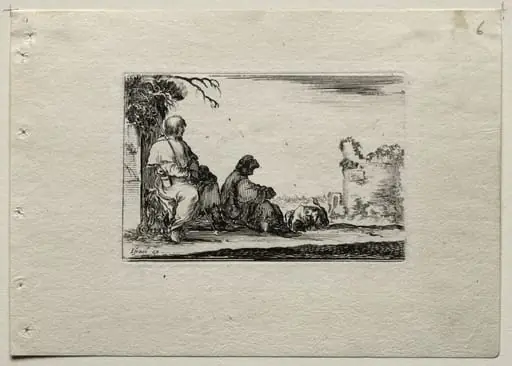 Caprices:  Two Pilgrims Resting and a Peasant, by Stefano Della Bella