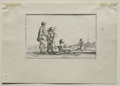 Caprices: Two Standing Beggars and a Cripple, by Stefano Della Bella