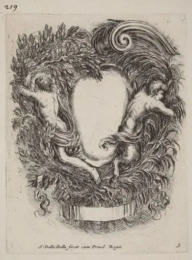 Cartouche with Apollo and Pan