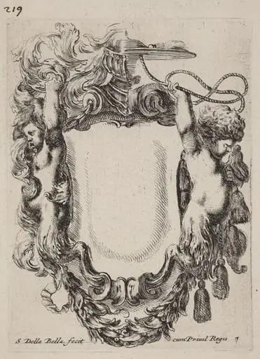 Cartouche with Infant Satyrs, by Stefano Della Bella