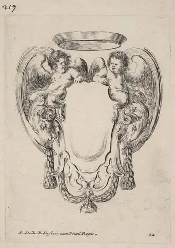 Cartouche with Rams and Infant Satyrs, by Stefano Della Bella