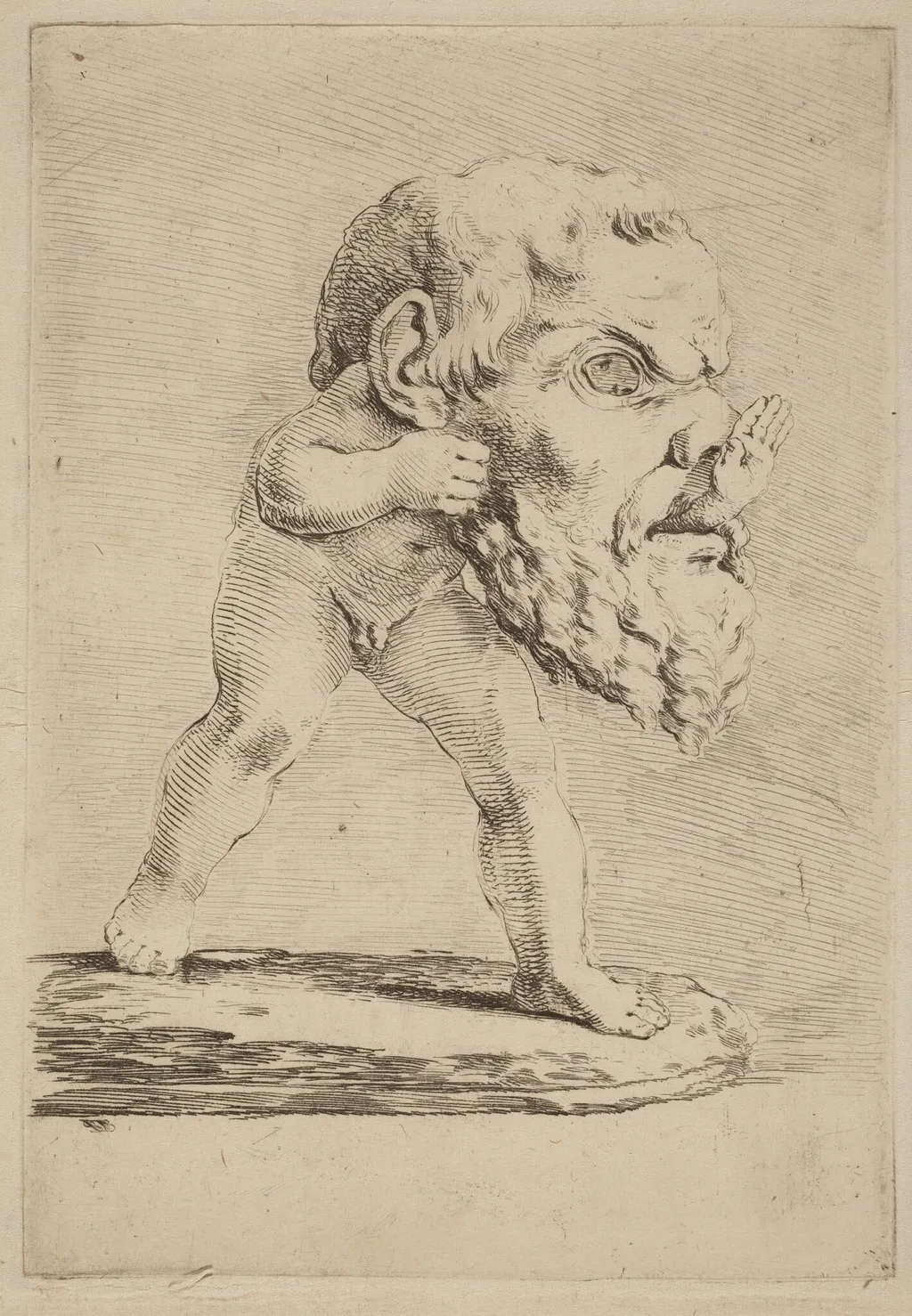 Child Wearing a Mask, by Stefano Della Bella, ink, 1637