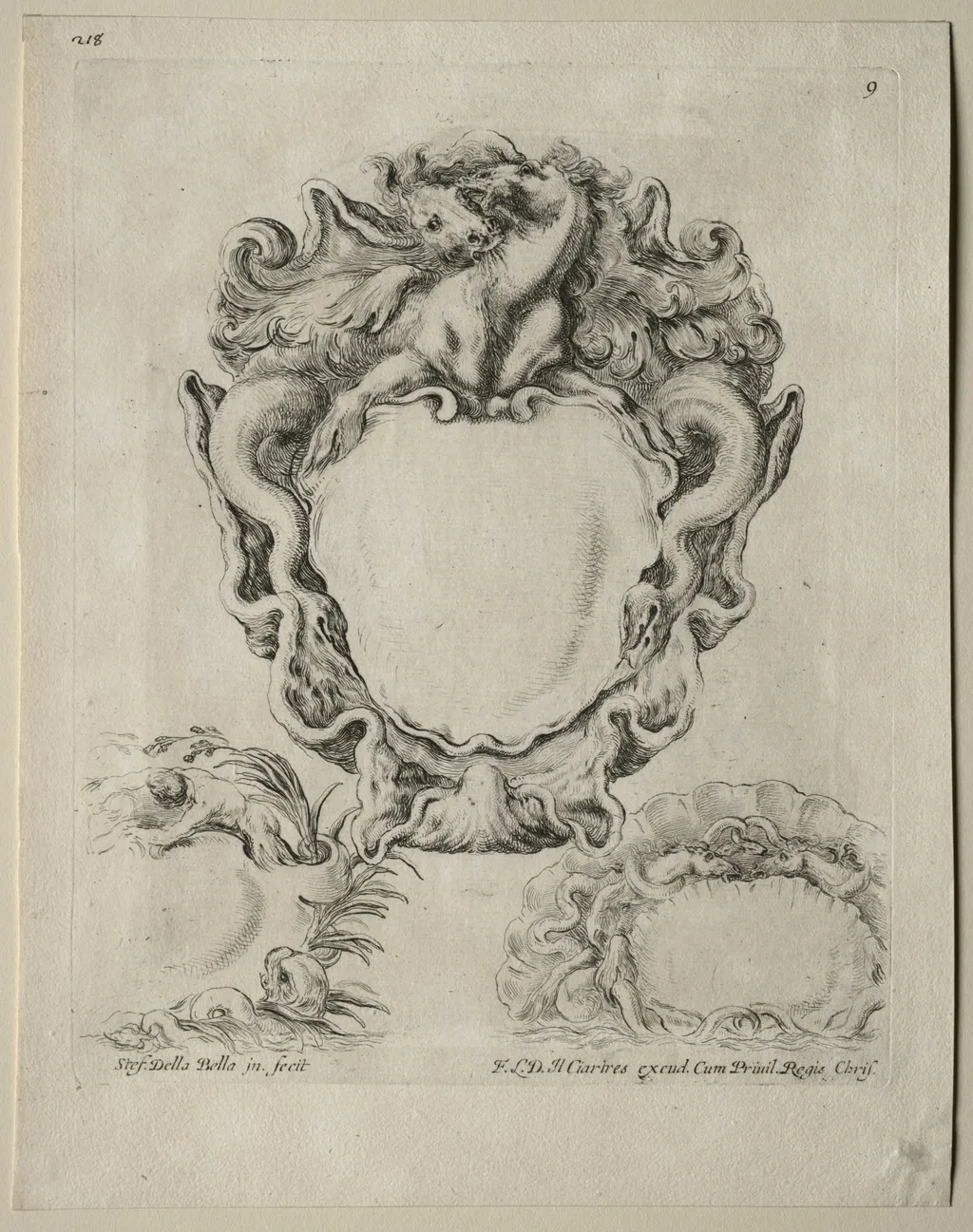 Collection of Various Caprices and New Designs of Cartouches and Ornaments: No. 9, by Stefano Della Bella, 1646