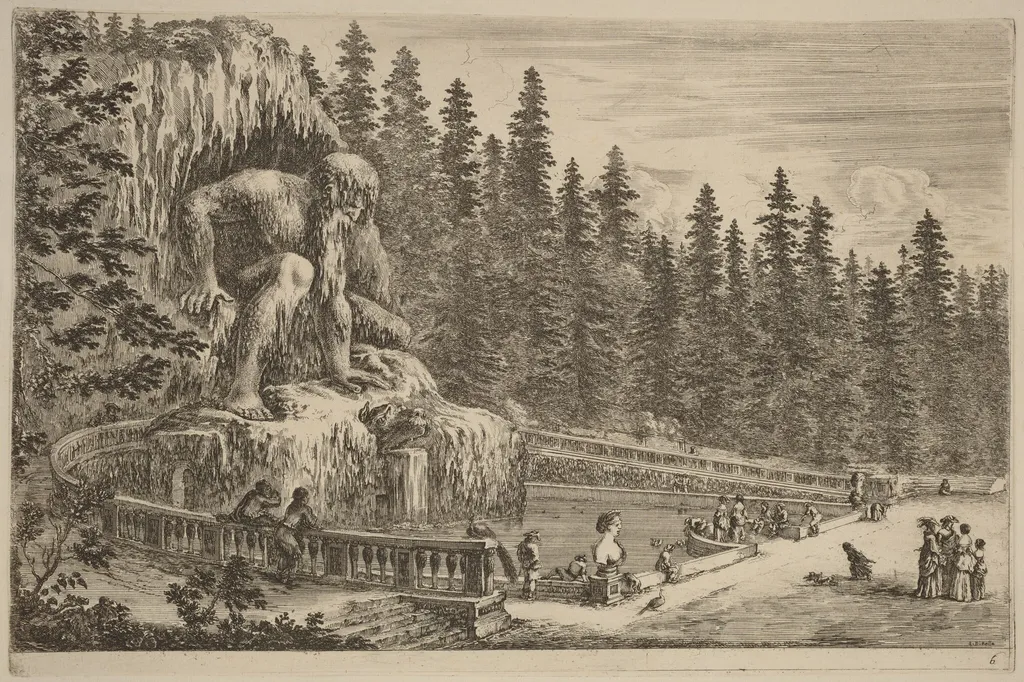 Colossal Statue of the Apennines, by Stefano Della Bella, ink, 1653
