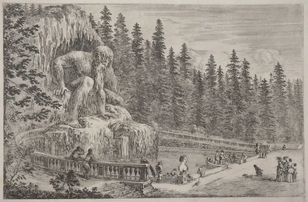 Colossal Statue of the Apennines, by Stefano Della Bella, ink, 1653